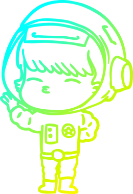 Bir insan tarafından çizilmiş soğuk gradyan çizgi çizimi meraklı bir astronot.