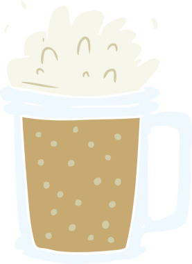 Bir insan tarafından çizilmiş düz renkli çizgi film birası.