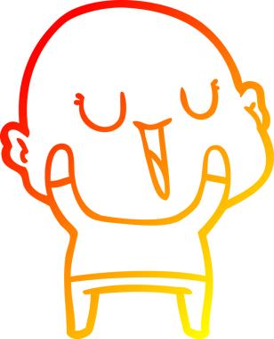 Bir insan tarafından çizilmiş mutlu, kel bir adamın sıcak çizgi çizimi.