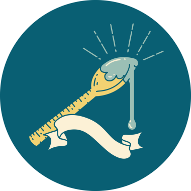 Bir insan tarafından çizilmiş bir kaşık bal dövmesi ikonu