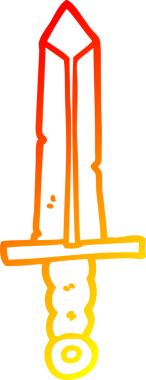 Bir insan tarafından çizilmiş bir kılıcın sıcak eğimli çizgisi.