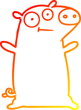 Bir insan tarafından çizilmiş mutlu çizgi film domuzu çizimi.