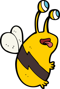 Bir insan tarafından çizilmiş komik bir arı.