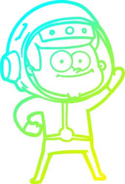 Bir insan tarafından çizilmiş mutlu bir astronot çizgi filmi.