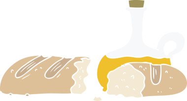 bir insan tarafından çizilmiş ekmek ve yağ düz renkli çizgi film
