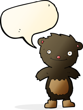 Bir insan tarafından çizilmiş konuşma balonlu çizme giyen oyuncak ayı.