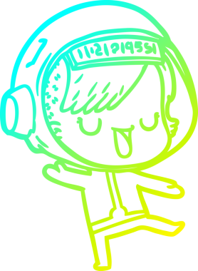 Bir insan tarafından çizilmiş soğuk gradyan çizgili astronot kadın çizimi.