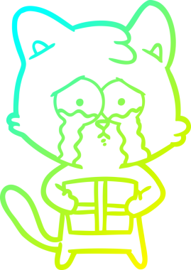 Bir insan tarafından çizilen çizgi film kedisinin soğuk gradyan çizgisi.