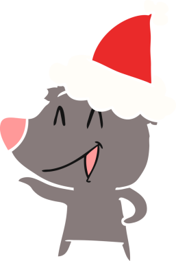 Gülen ayı eli, bir insanın çizdiği Noel Baba şapkasının düz renk çizimi.