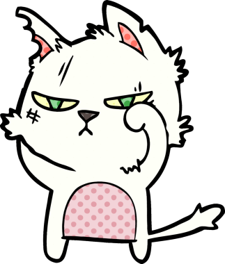 Bir insan tarafından çizilmiş sert çizgi film kedisi.