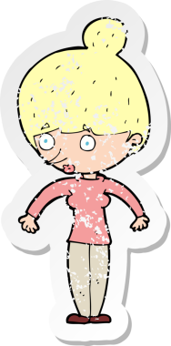 Bir insan tarafından çizilmiş karikatür kadın etiketi.