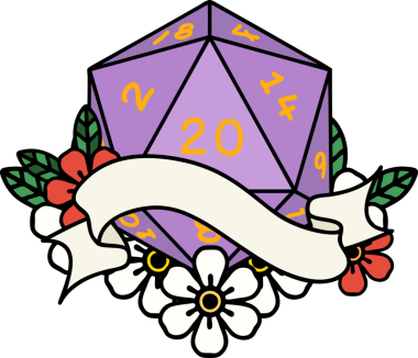 Retro Dövme Biçimi Doğal 20 D20 zar bir insan tarafından çizildi