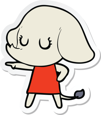 Bir insan tarafından çizilmiş şirin bir fil çıkartması.