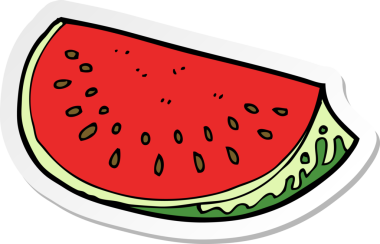 Bir insan tarafından çizilmiş karpuz diliminin çıkartması.