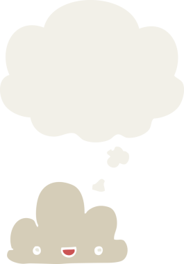 çizgi film küçük mutlu bulut düşünce baloncuğu retro tarzı bir insan tarafından çizilmiş