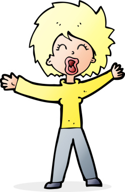 Bir insan tarafından çizilmiş karikatür kadın bağırıyor.