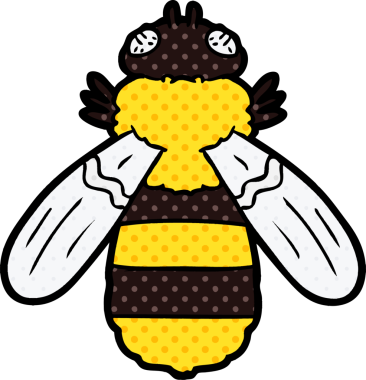 Bir insan tarafından çizilmiş çizgi film arısı.