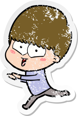 Bir insan tarafından çizilmiş mutlu bir çocuğun sıkıntılı çıkartması.