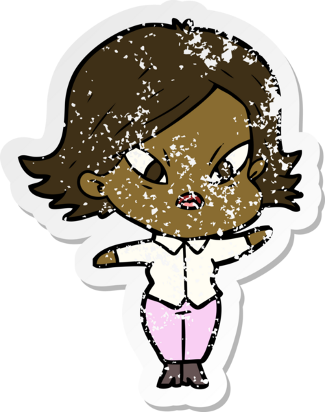 Bir insan tarafından çizilmiş stresli bir karikatür çıkartması.