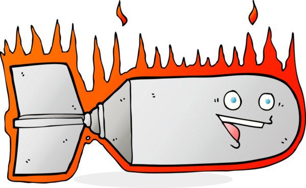 Düşen bir insan tarafından çizilmiş çizgi film bombası.