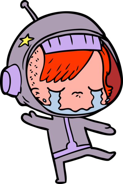 Bir insan tarafından çizilmiş ağlayan astronot kız.