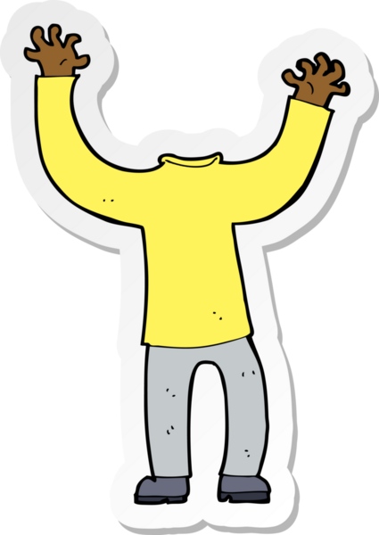 Bir insan tarafından çizilmiş başsız bir vücudun çıkartması.