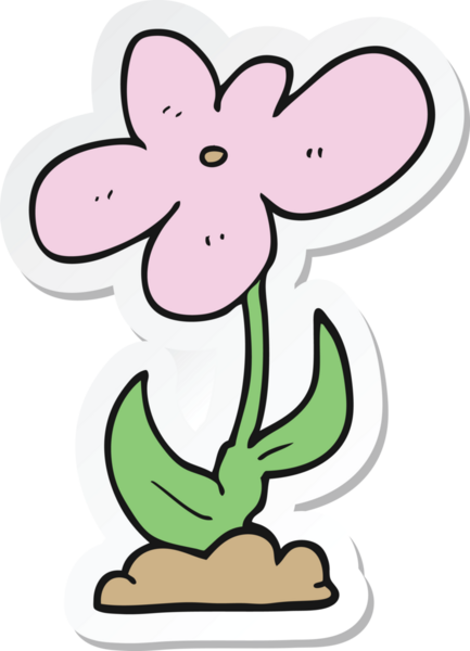 Bir insan tarafından çizilmiş karikatür çiçeğinin çıkartması.