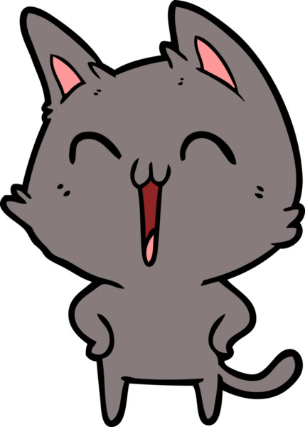 Mutlu çizgi film kedisi miyavlıyor bir insan tarafından