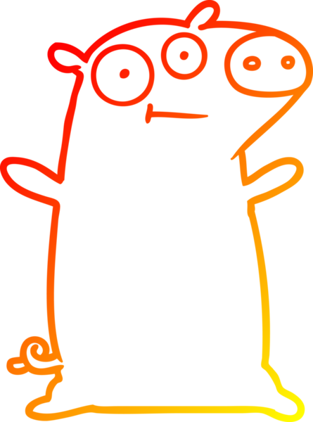 Bir insan tarafından çizilmiş mutlu çizgi film domuzu çizimi.