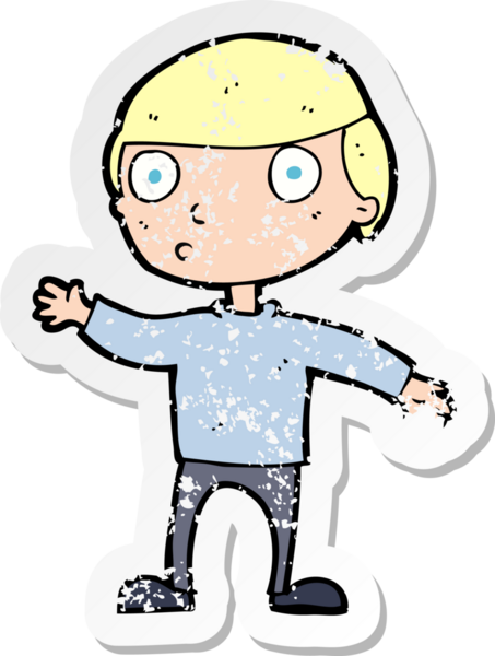 Bir insan tarafından çizilmiş bir çizgi film karakterinin gerilimli çıkartması.