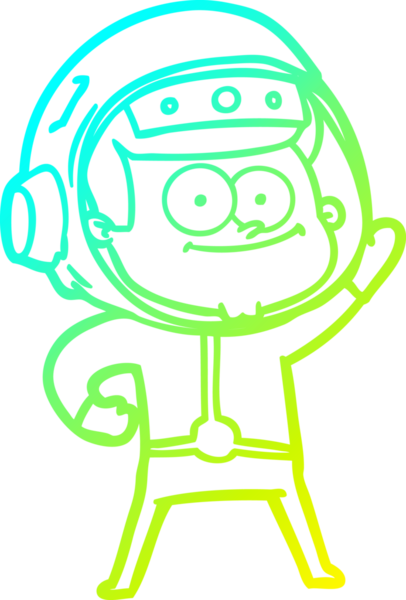 Bir insan tarafından çizilmiş mutlu bir astronot çizgi filmi.