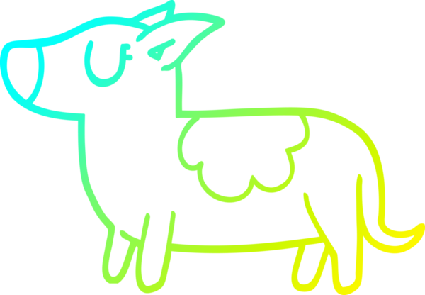 Bir insan tarafından çizilmiş soğuk hava çizgisinde duran bir köpeğin çizimi