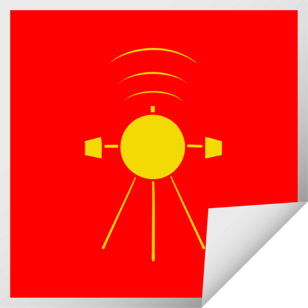 Bir insan tarafından çizilmiş bir uydunun kare soyma etiketi.