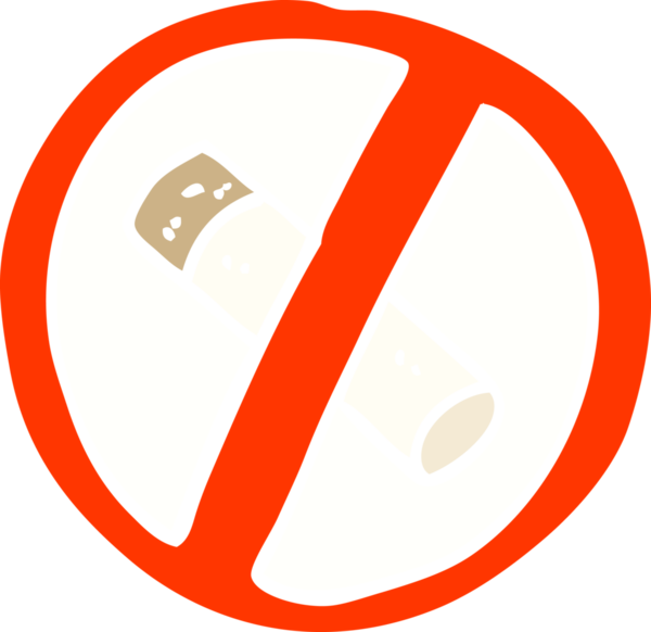 Düz renkli karikatür. Bir insan tarafından çizilmiş sigara işareti yok.