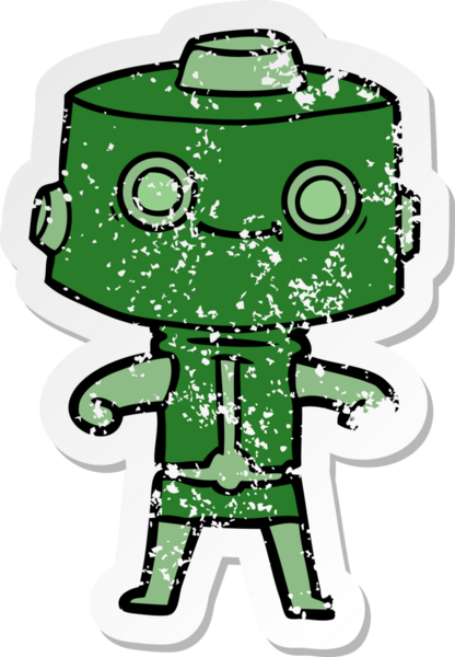 Bir insan tarafından çizilmiş karikatür robotunun sıkıntılı çıkartması.