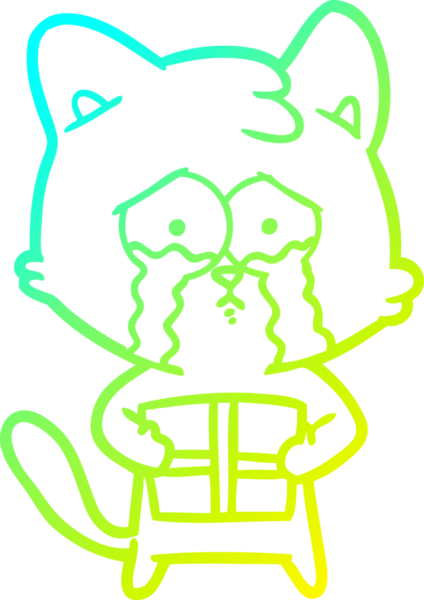 Bir insan tarafından çizilen çizgi film kedisinin soğuk gradyan çizgisi.