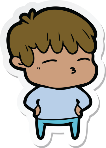 Bir insan tarafından çizilmiş meraklı bir çocuğun çıkartması.