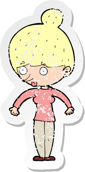 Bir insan tarafından çizilmiş karikatür kadın etiketi.