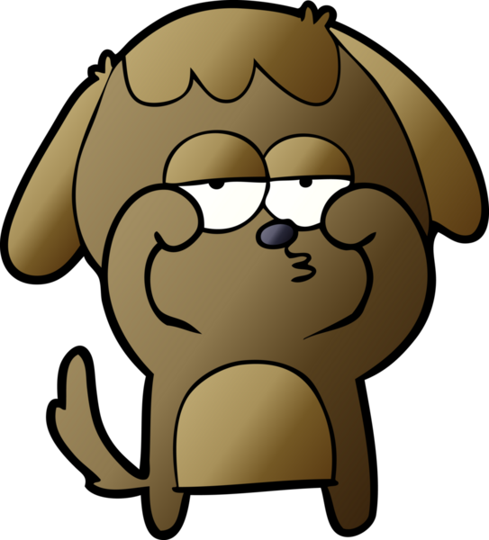 Bir insan tarafından çizilmiş yorgun bir köpek.