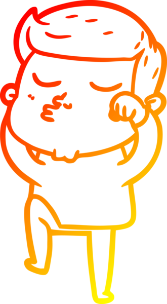 Bir insan tarafından çizilen çizgi film modelinin sıcak çizgi çizimi.