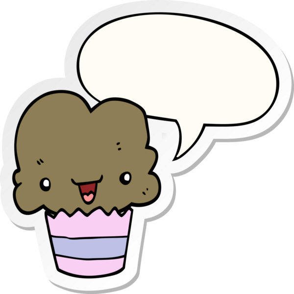 Bir insan tarafından çizilmiş yüz ve baloncuk yapıştırmalı çizgi film keki.