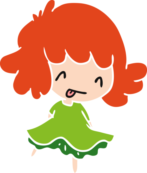 Bir insan tarafından çizilmiş sevimli bir kawai kızının çizgi film çizimi