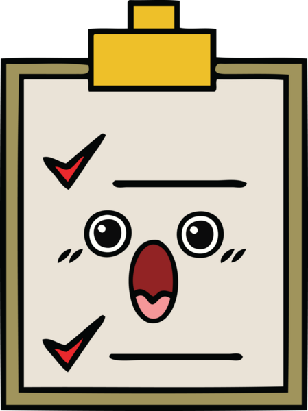 Bir insan tarafından çizilmiş kontrol listesinin sevimli karikatürü
