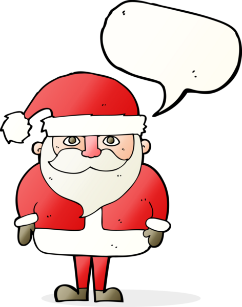 Bir insan tarafından çizilmiş konuşma balonlu Noel Baba çizgi filmi.