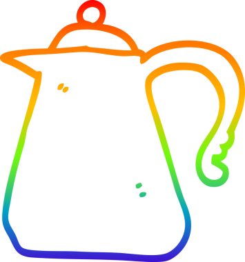 gökkuşağı gradyan çizgi çizimi bir insan tarafından çizilmiş bir çaydanlık