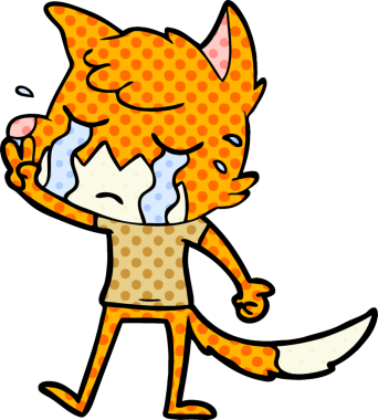 Bir insan tarafından çizilmiş ağlayan tilki çizgi filmi.