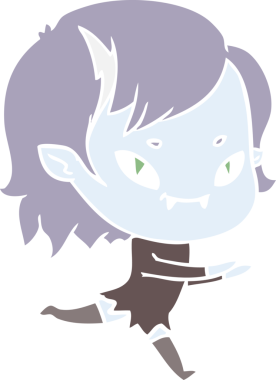 Düz renkli çizgi film karakteri. Bir insan tarafından çizilen vampir kız.