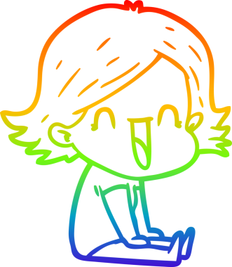 gökkuşağı gradyan çizimi bir insan tarafından çizilmiş mutlu bir kadın çizgi