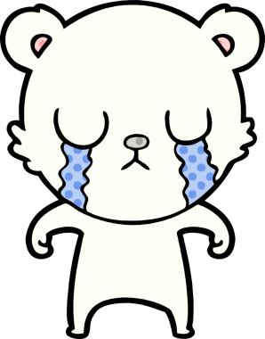 Bir insan tarafından çizilmiş üzgün küçük kutup ayısı çizgi filmi.