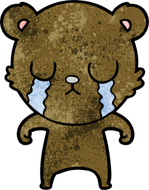 Bir insan tarafından çizilmiş ağlayan çizgi film ayısı.